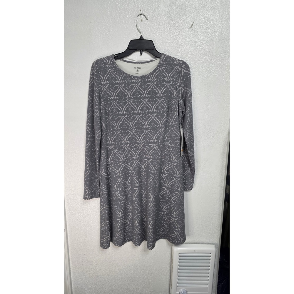 Kensie Long Sleeve Dress Womens Small Grey New With Tags